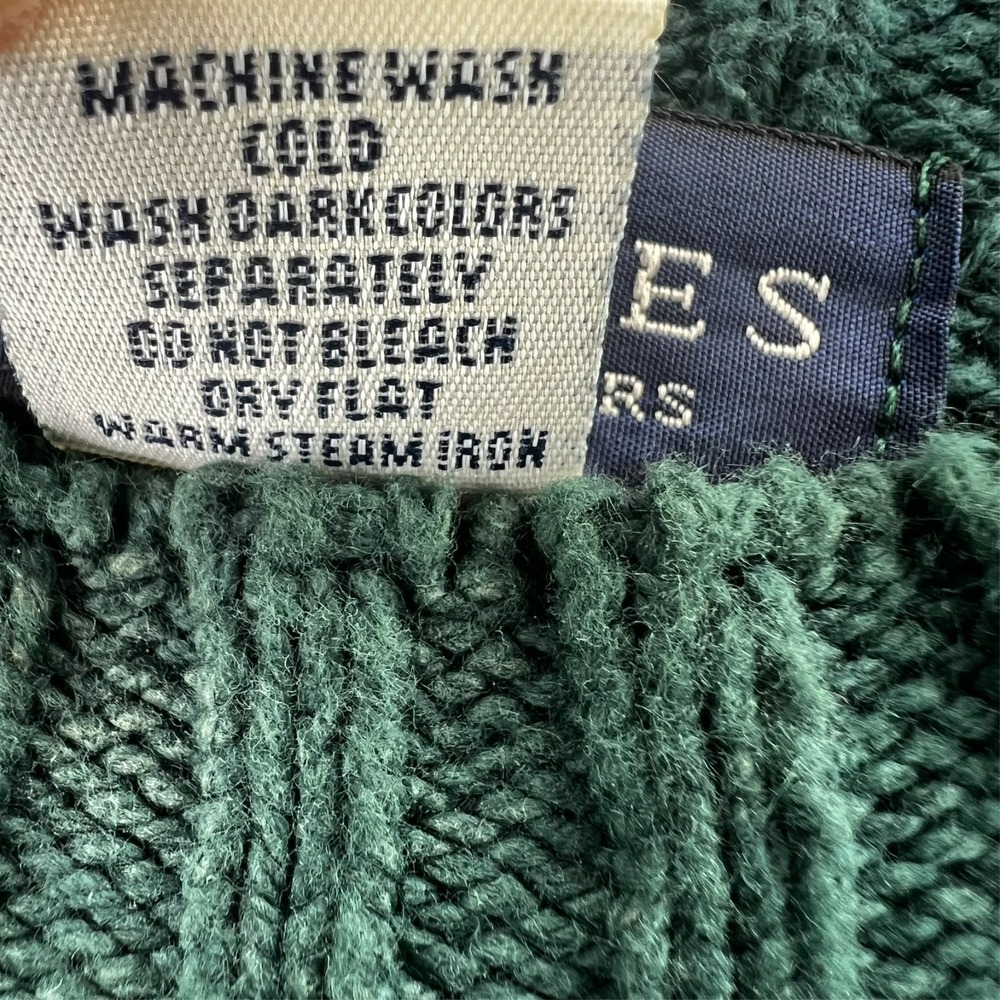 Vtg Britches Mens Sweater L Green Cable Knit USA Crewneck Heavyweight Granpacore - Picture 5 of 14